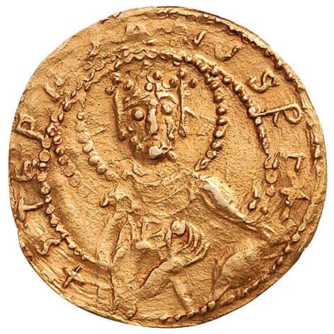 Stephen I of Hungary - Szent István király aranypénze. Egyes források szerint talán nem is István, hanem annak szentté avatása idején I. László bocsátotta ki. Összesen három darab maradt fenn. Tömege: