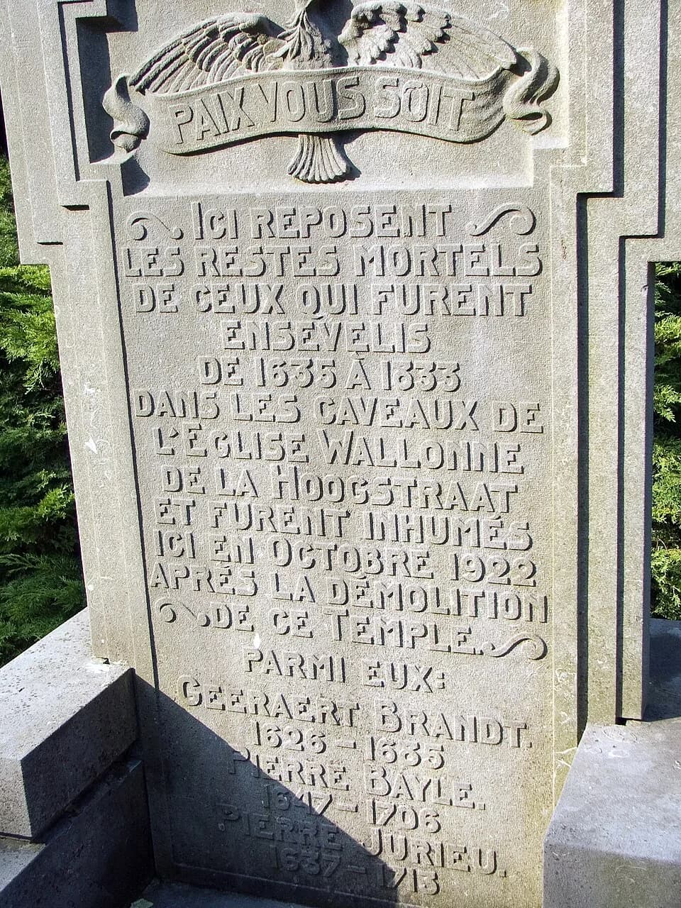 Pierre Bayle - The grave stone of Pierre Bayle in Rotterdam, Crooswijk municipal cemetery.
