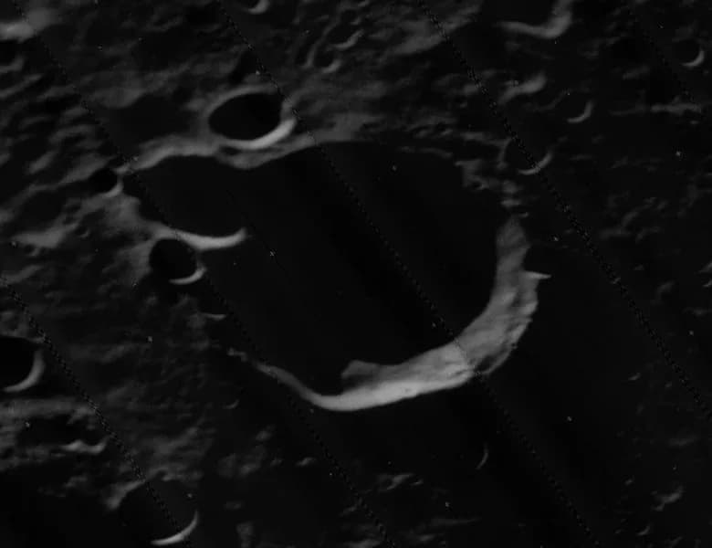 Allvar Gullstrand - Oblique view of Gullstrand, on the far side of the moon, facing west.
