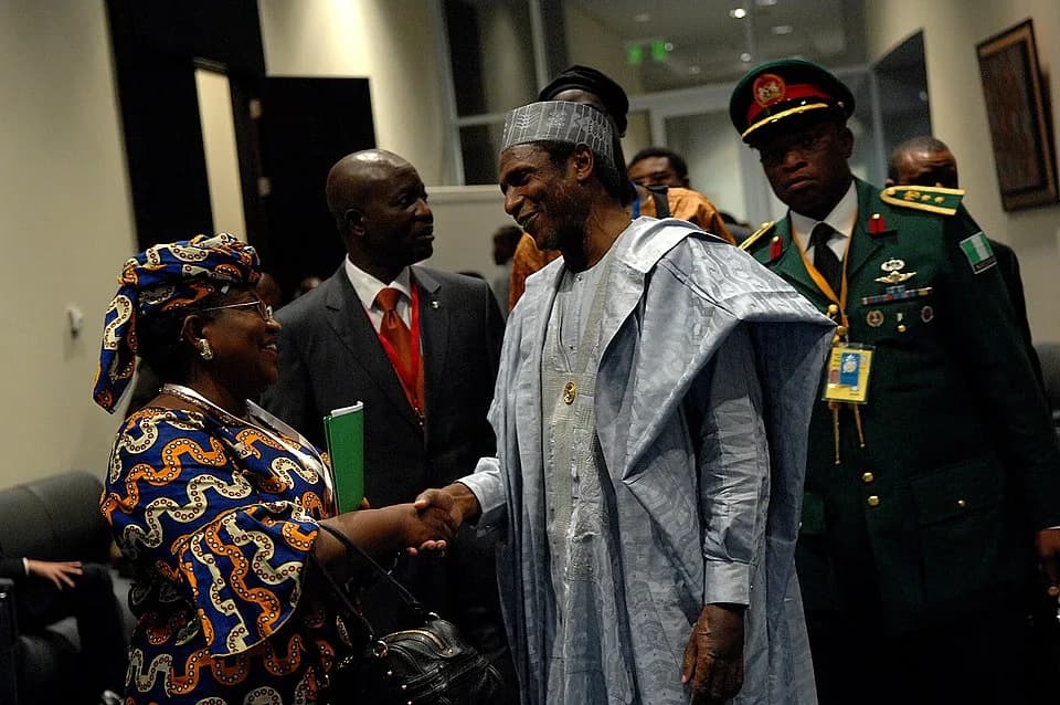 Umaru Musa Yar'Adua - Nigeria President Alhaji Yar'Adua talks with Ngosi Okonjo-Iweala, managing director of the World Bank, during the 11th Ordinary Session of the Assembly of the Union at the Africa