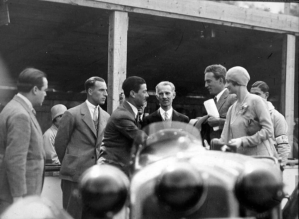 Leopold III of Belgium - Prince Leopold and Princess Astrid of Belgium visiting Alfa Romeo in Milan, Italy, being hosted by Prospero Gianferrari.