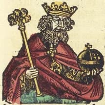 Matthias Corvinus - Woodcut from the Nuremberg Chronicle (Latin copy in Sao Paulo)