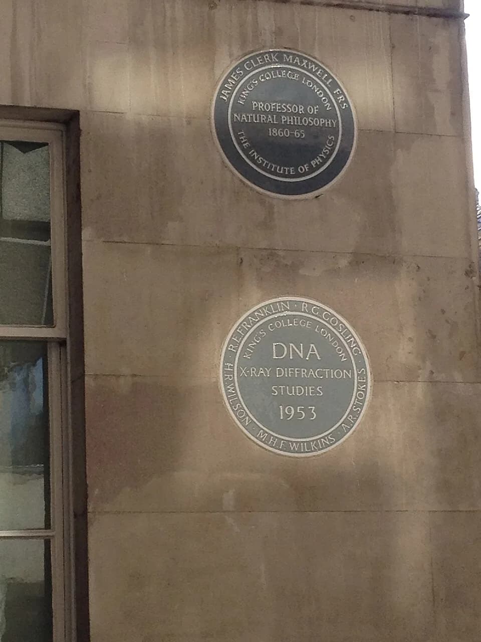Maurice Wilkins - DNA plaque Strand Campus King's College London
