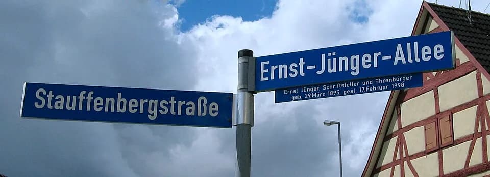 Ernst Jünger - Panneau indicateur de la rue Ernst Jünger à Wilflingen (Allemagne).