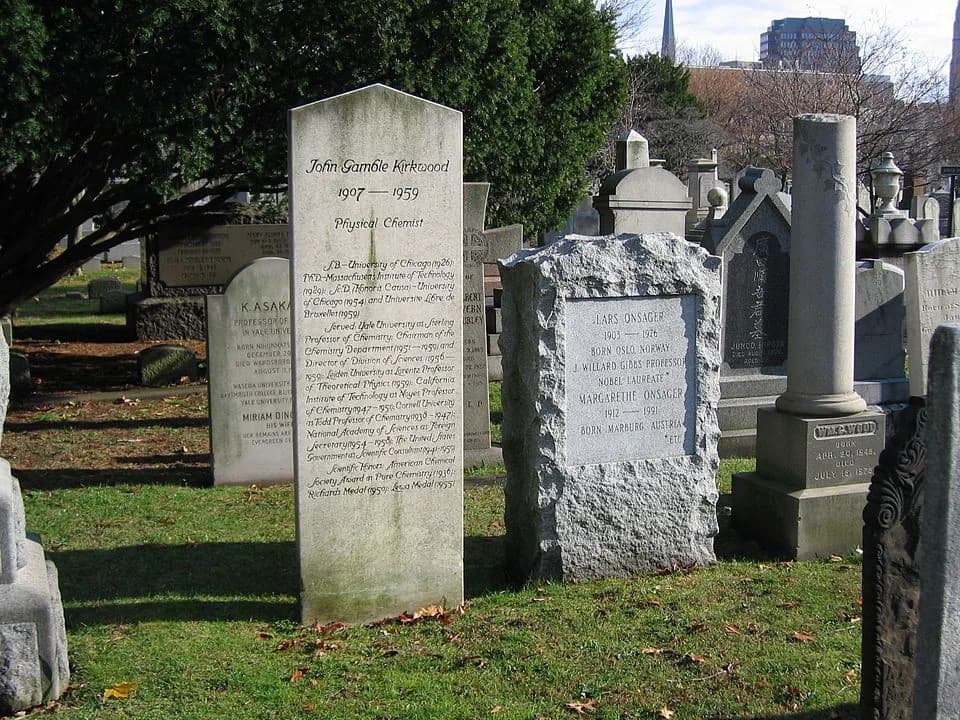 Lars Onsager - Kirkwood and en:Lars Onsager's graves in New Haven, Connecticut, USA.