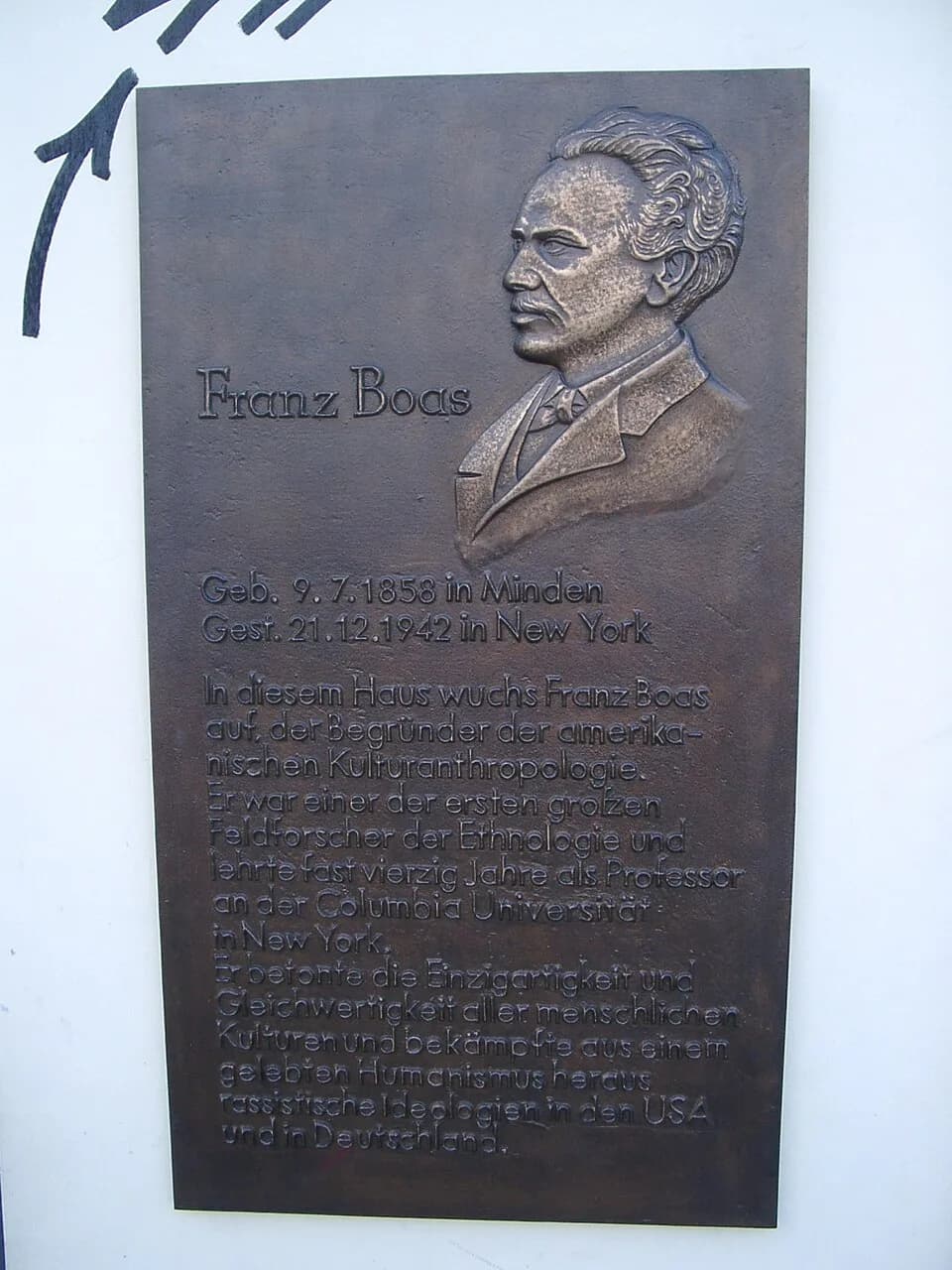 Franz Boas - Gedenktafel Franz Boas in Minden