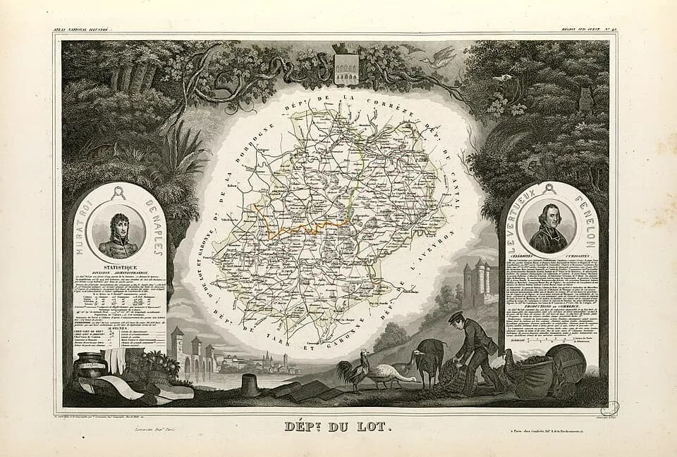 François Fénelon - Titre complet du recueil : Atlas national illustré des 86 Départements et des Possessions de la France divisé par Arrondissements, Cantons et Communes avec le tracé de toutes les ro
