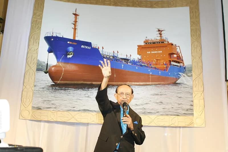 Fidel Ramos - Fidel V. Ramos giving a speech as HERMA Group of Companies Launches the first all Filipino designed and built Double Barreled Oil Tanker "MV-Matikas" at Mandarin Hotel Makati.