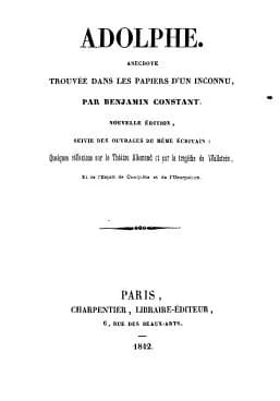 Benjamin Constant - title page from 1842 edition of Adolphe