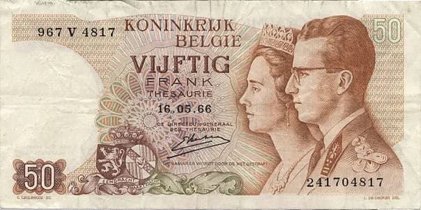 Baudouin I of Belgium - Biljet 50 Bef voor