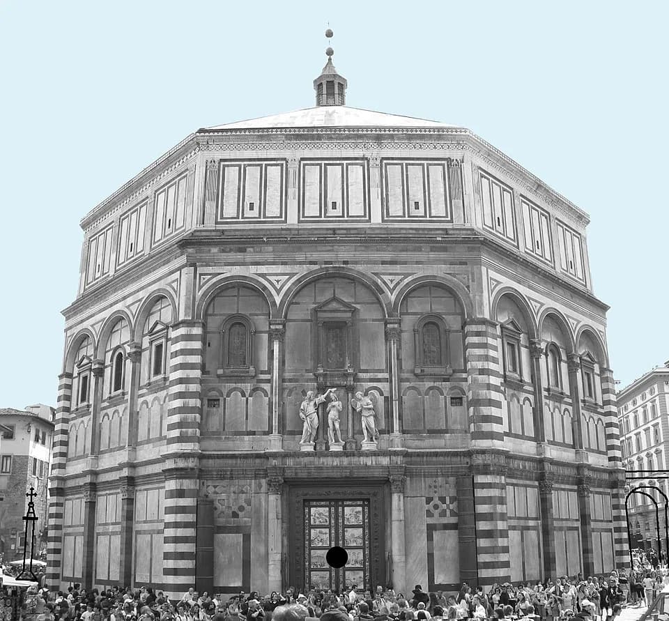 Filippo Brunelleschi - Ricostruzione della tavoletta prospettica del battistero di Brunelleschi