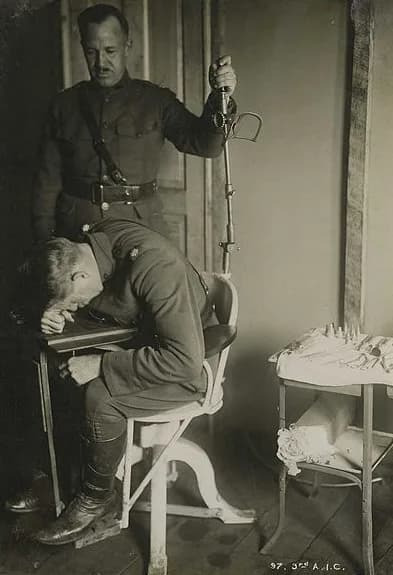 Robert Bárány - 3rd Aviation Instruction Center. Issoudun, France. Medical research falling test. “William Holland Wilmer,  Barany Chair Test. Robert Barany won 1914 Nobel prize for caloric nystagmus 