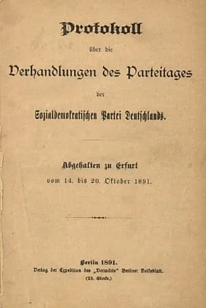 Karl Kautsky - Protokoll des Parteitages der SPD in Erfurt (14. bis 20. Oktober 1891).jpg