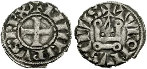 Philip III of France - Kings of France. Philip II (1180-1223).
AR Denier Tournois (19mm, 0.88 g). Struck circa 1270-1280.
+PHILIPVS•REX, cross pattée
TVRONVS•CIVIS, châtel tournois.
Duplessy 204; C