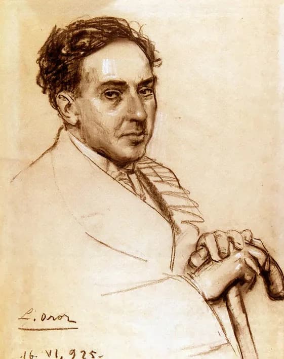 Antonio Machado - Retrato de Antonio Machado (1875 - 1939), sanguina de Leandro Oroz Lacalle (1883 - 1933). Fondos de la Fundación Ortega y Gasset.
