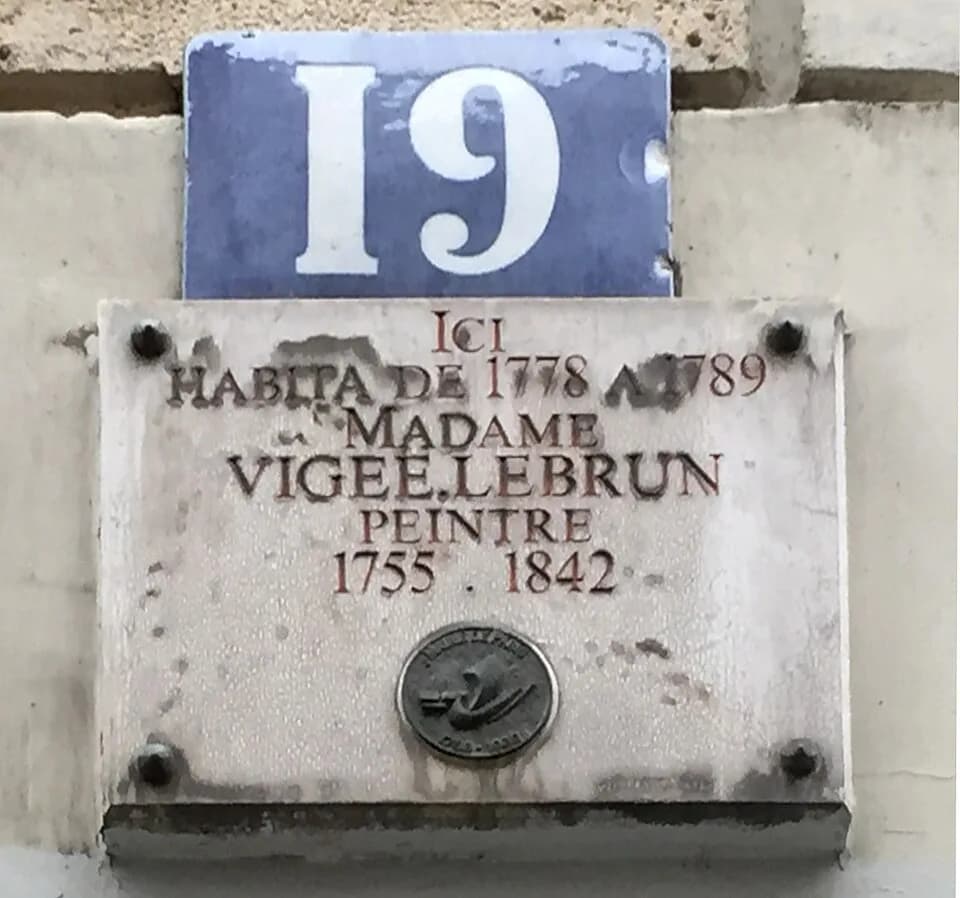Élisabeth Louise Vigée Le Brun - Plaque ici habita Elisabeth Vigée-Lebrun peintre, rue de Cléry (Paris).