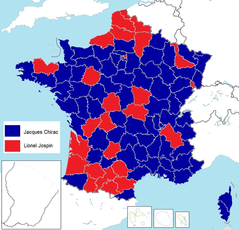 Lionel Jospin - French presidential election (2. round) results by department (Metropolitan France), 1995