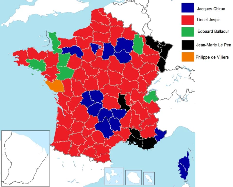 Lionel Jospin - French presidential election (1. round) results by department (Metropolitan France), 1995