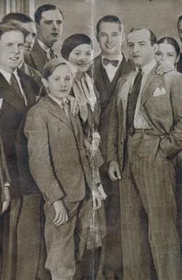 Maurice Chevalier - Tadeusz Olsza on tour at Paramount, Joinville, France while filming "Glos Serca" circa 1930