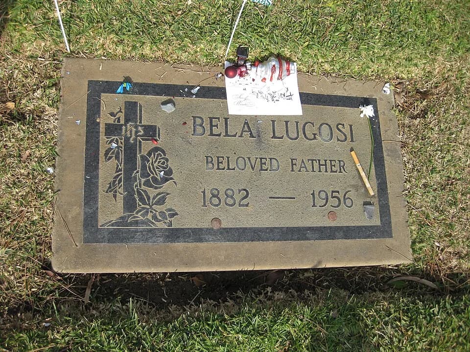 Bela Lugosi - Grave of actor Bela Lugosi at Holy Cross Cemetery in Culver City, California (grotto, lot 120, grave 1). Lugosi was born Béla Ferenc Dezső Blaskó on October 20, 1882 in Lugos, Austria-Hu
