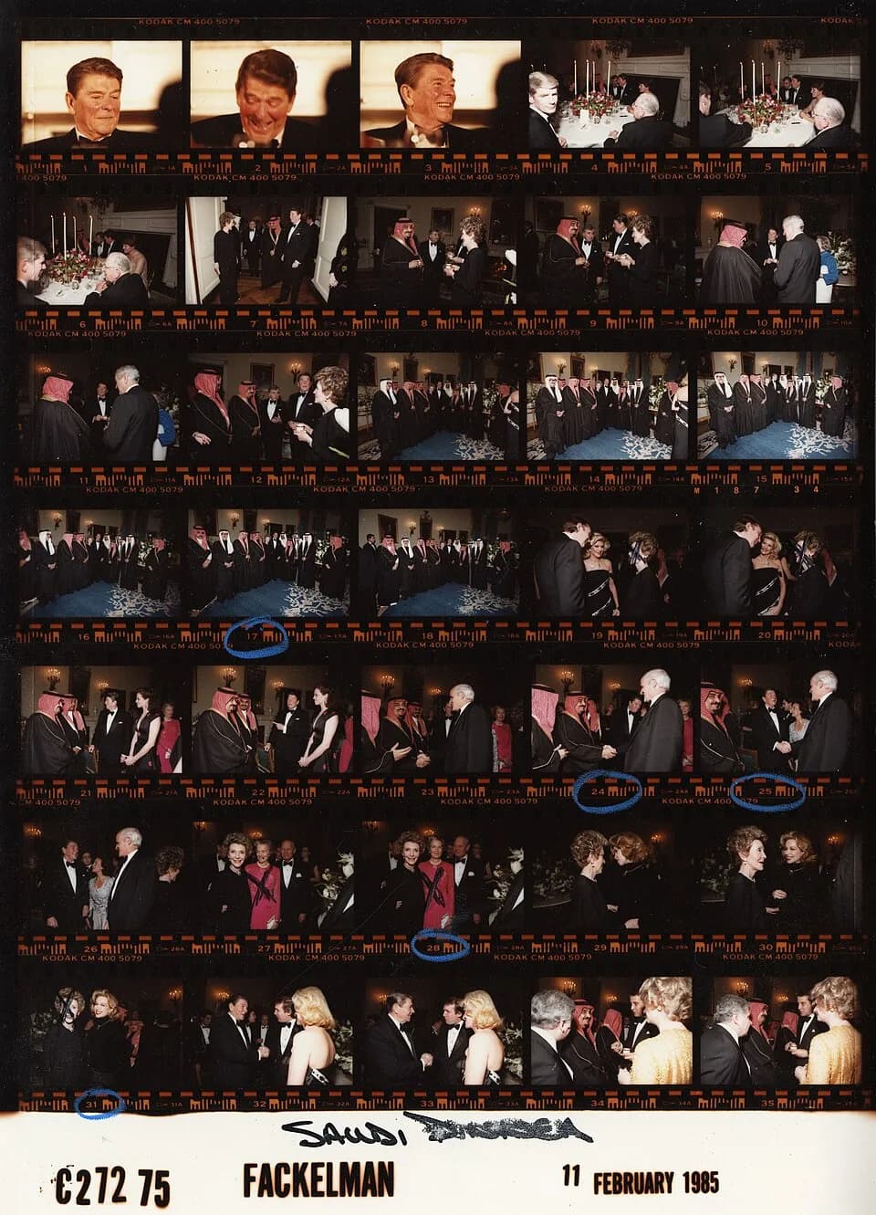 Ivana Trump - Reagan Photo Contact Sheet. Featured: President Reagan, Nancy Reagan, Donald Trump, Ivana Trump, Sigourney Weaver, King Fahd bin 'Abd al-'Aziz Al Sa'ud, (Not in all Photos). Blue Room, W