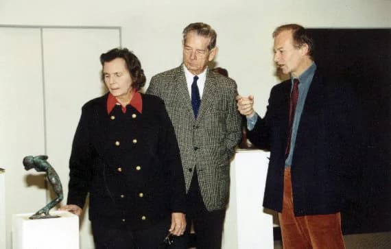 Michael I of Romania - King Michael and Queen Anne of Romania with David Cregeen viewing his exhibition in Geneva, 2000 .