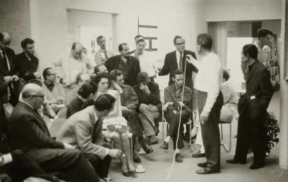 Kenzō Tange - Otterlo Meeting 1959, (also CIAM '59), organised by Team 10. Meeting place, Kröller-Müller Museum, located in the Hoge Veluwe National Park, 43 participants. Dissolution of the organisat
