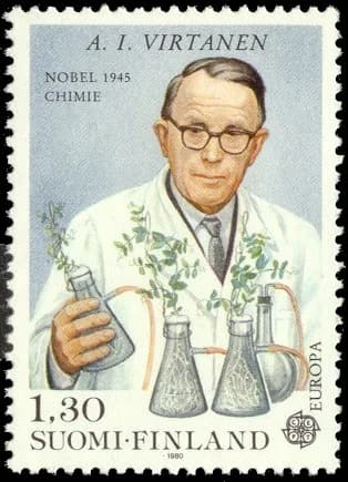 Artturi Ilmari Virtanen - Postage stamp depicting Finnish Nobel-chemist A. I. Virtanen