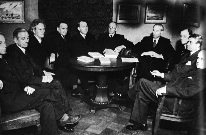 Artturi Ilmari Virtanen - First members of Academy of Finland in April 1948: Yrjö Ilvessalo, Y. H. Toivonen, Yrjö Kilpinen, V. A. Koskenniemi, A. I. Virtanen, Onni Okkonen, Eino Kaila, Rolf Nevanlinna