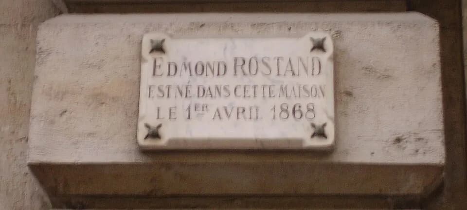 Edmond Rostand - Commemorative plaque on the building where Edmond Rostand was born on 1868, 1st April. 14, rue Edmond Rostand, Marseilles, France