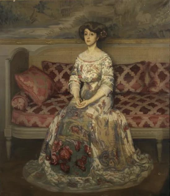 Edmond Rostand - La robe à ramages. Mme Edmond Rostand, née Rosemonde Gérard (1866-1953)