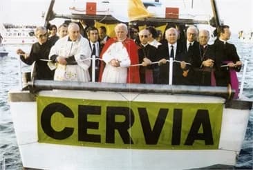 Oscar Luigi Scalfaro - John Paul II during the Marriage of the Sea ceremony in Cervia, Italy (11 may 1986)