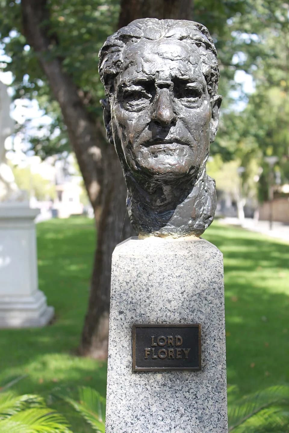 Howard Florey - Relocated bust of Lord Florey in front of Government House, North Terrace, Adelaide - bust is now facing east.