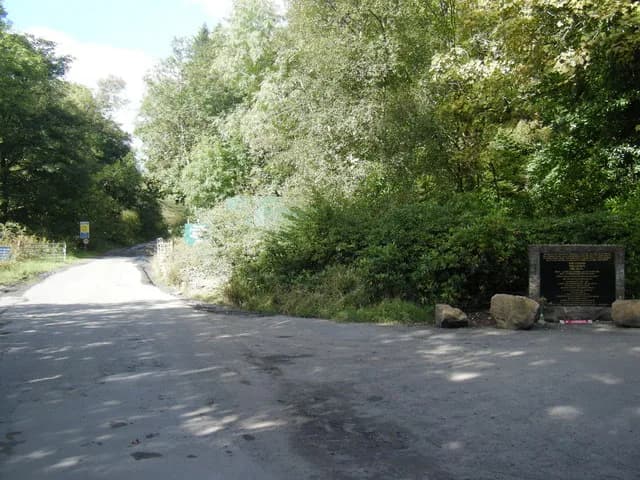 Bill Shankly - Shankly Memorial and lane to Glenbuck. The village of Glenbuck is now part of an open-cast mine and not accessible.