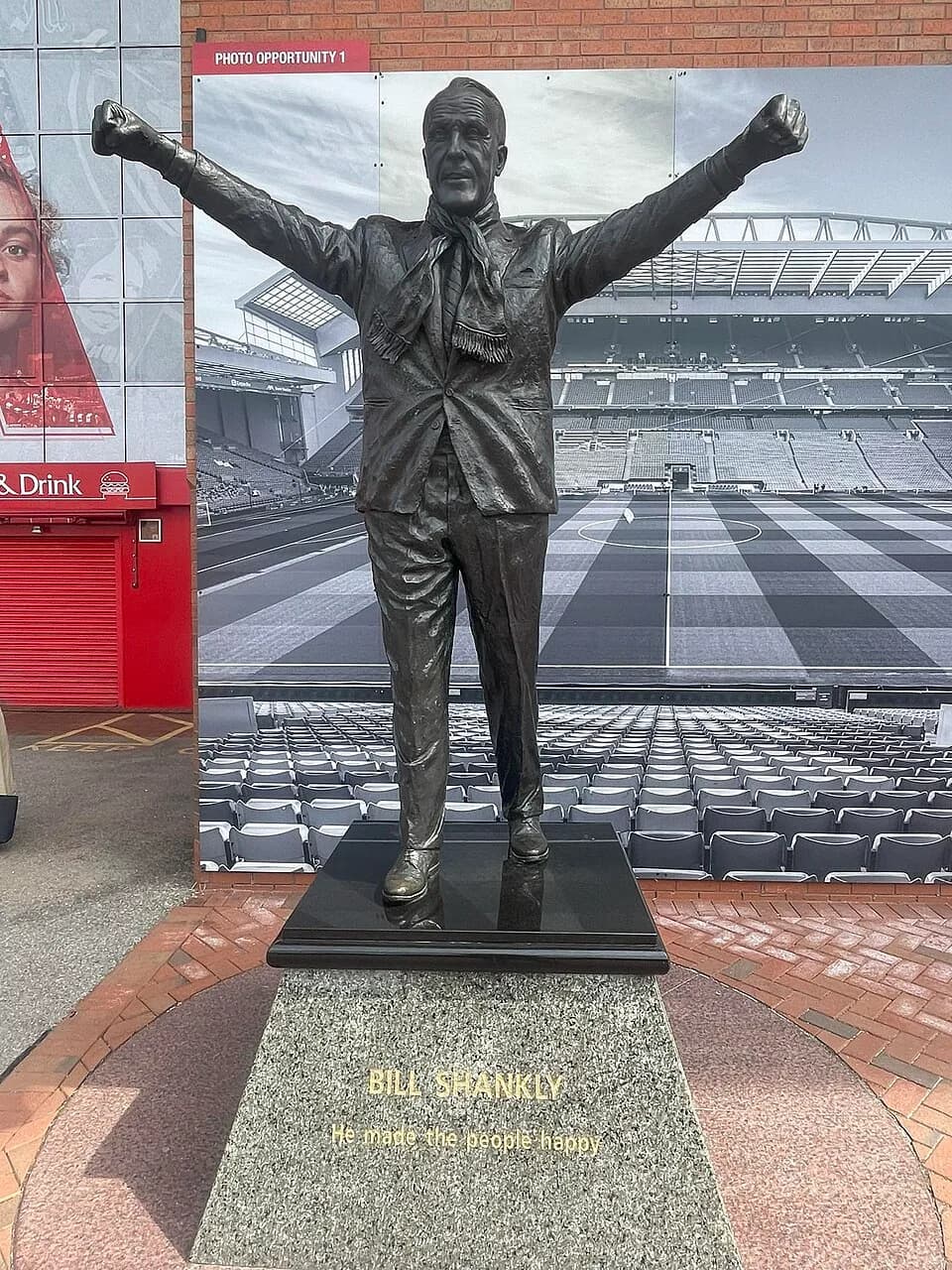 Bill Shankly - Bill Shankly trophy in front of Anfield stadium