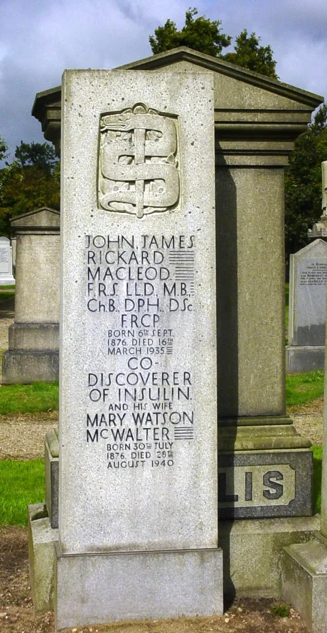 John James Rickard Macleod - The grave of John James Rickard MacLeod (1876-1935) in Allenvale Cemetery, Aberdeen, Scotland. MacLeod, joint winner of the 1923 Nobel Prize in Medicine for the discovery