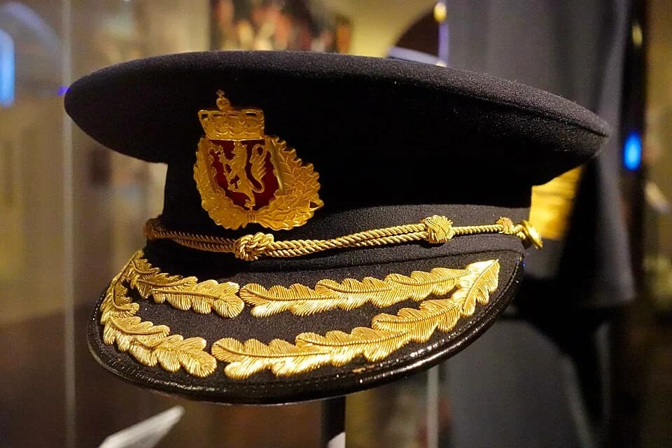 Olav V of Norway - Photo taken at an exhibition in the Armed Forces Museum of Norway (Forsvarsmuseet) in Oslo, Norway:
Military full dress uniforms without ceremonial accessories worn by Norwegian roy