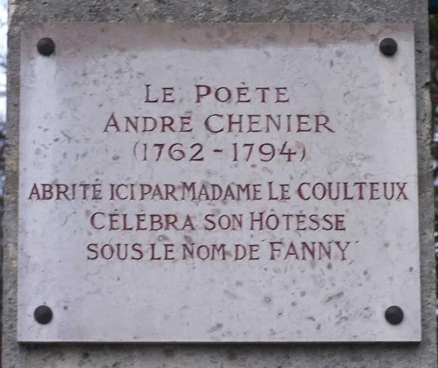 André Chénier - Plaque commémorative d'André Chénier à Voisins, commune de Louveciennes (Yvelines, France)