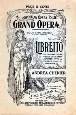 André Chénier - Cover of the libretto to Andrea Chenier