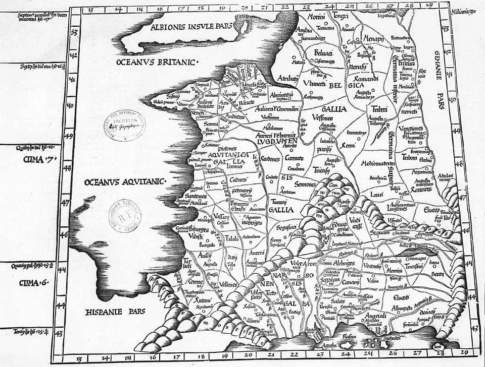 Michael Servetus - The 3rd European Map (Tertia Europae Tabula) of Laurent Fries from a 1541 reprint of his 1522 maps for Ptolemy's Geography.