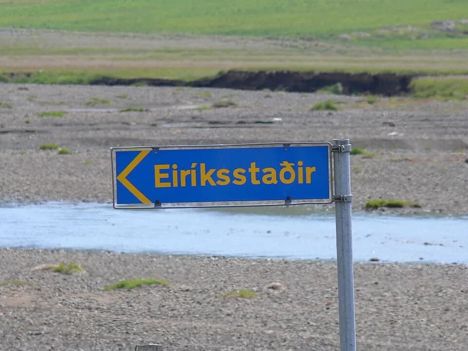 Erik the Red - Eiríksstaðir. Sign to the museum.