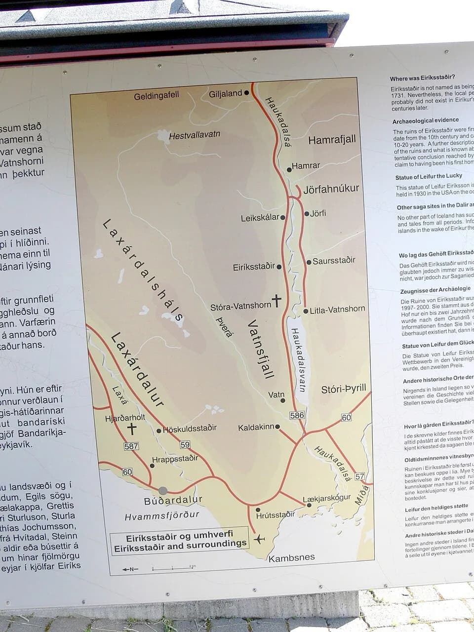 Erik the Red - Eiríksstaðir. Map of the surroundings.