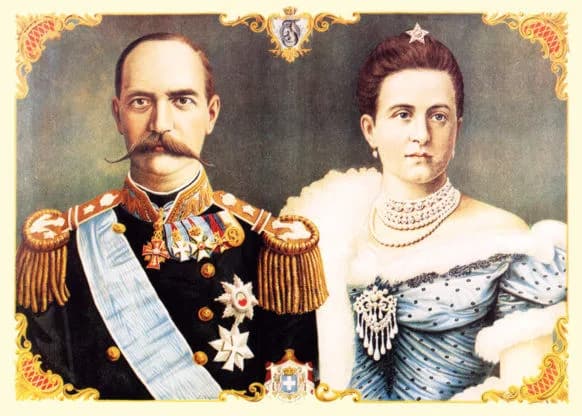 George I of Greece - Lithography of King George and Queen Olga of Greece