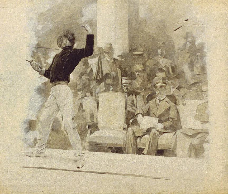 George I of Greece - Fencing before the king of Greece at the 1896 Summer Olympics.