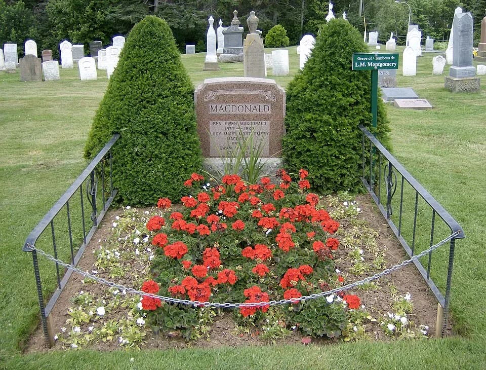 Lucy Maud Montgomery - Burial site and gravestone of Lucy Maud Montgomery, famous author Anne of Green Gables, PEI Canada.