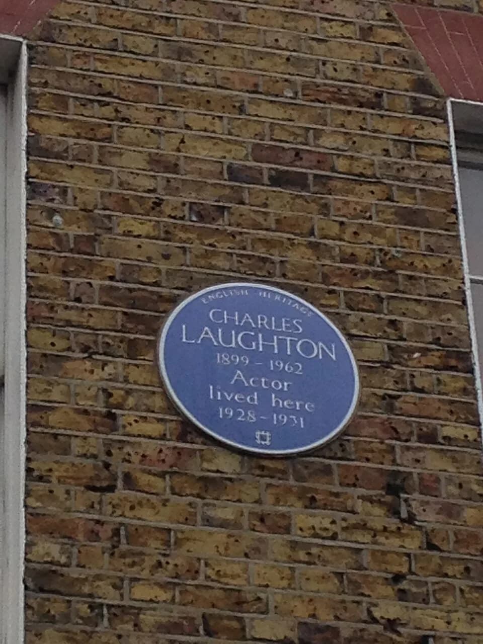 Charles Laughton - An English Heritage blue plaque for Charles Laughton at 15 Percy Street, Fitzrovia, London W1T 1DU in the London Borough of Camden.