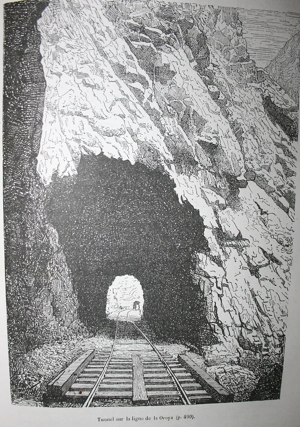 Hergé Hergé - Dessin de Charles Wiener, Tunnel sur la ligne de la Oroya