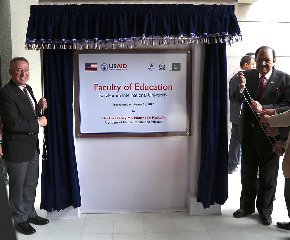Mamnoon Hussain - President of Pakistan Mamnoon Hussain joins USAID Mission Director Jerry Bisson to Inaugurates Faculty of Education at Karakoram International University, Gilgit