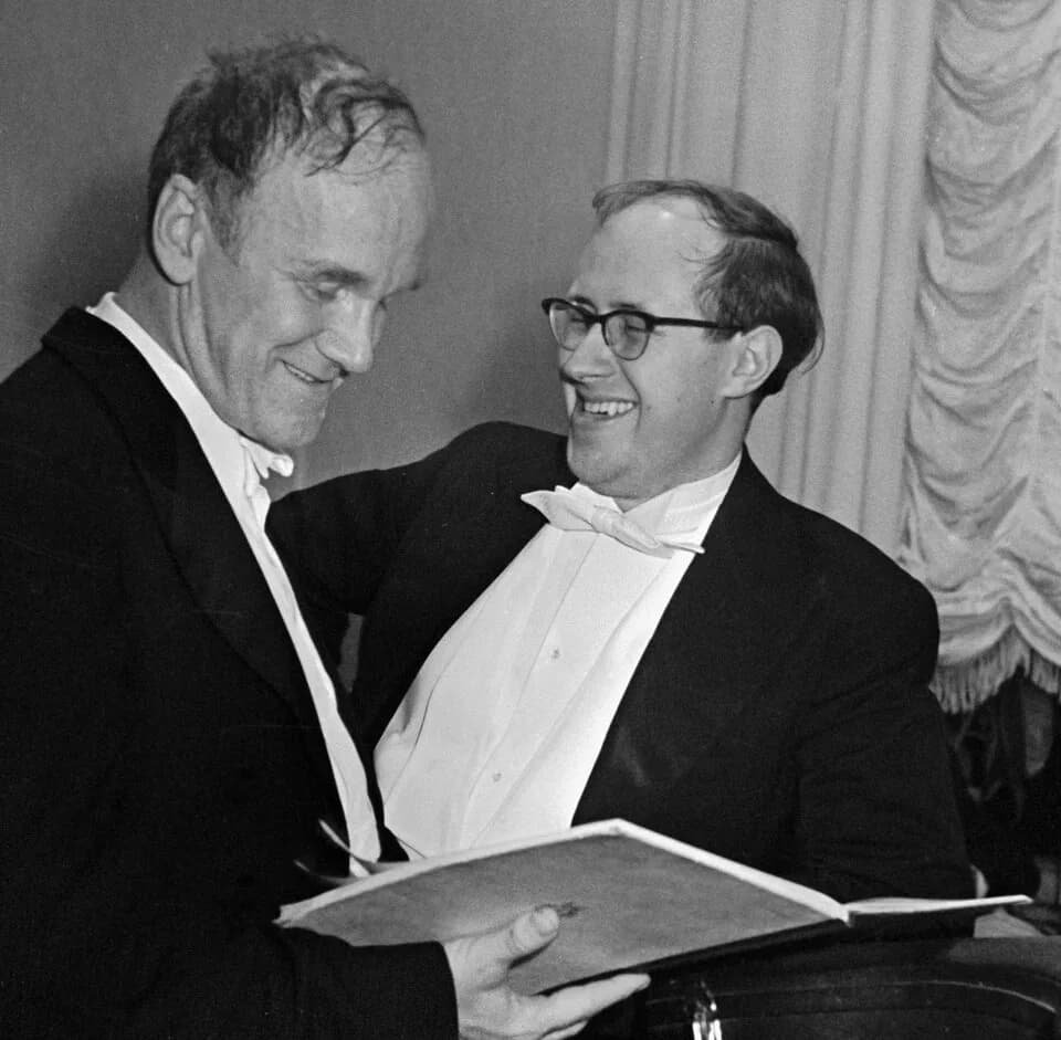 Mstislav Rostropovich - “Svyatoslav Richter and Mstislav Rostropovich”. Pianist Svyatoslav Richter [left] and cellist Mstislav Rostropovich [right].