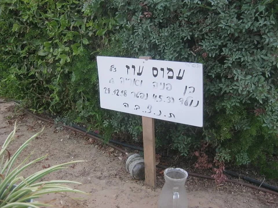 Amos Oz - Grave of Amos Oz at Kibbutz Hulda Cemetery